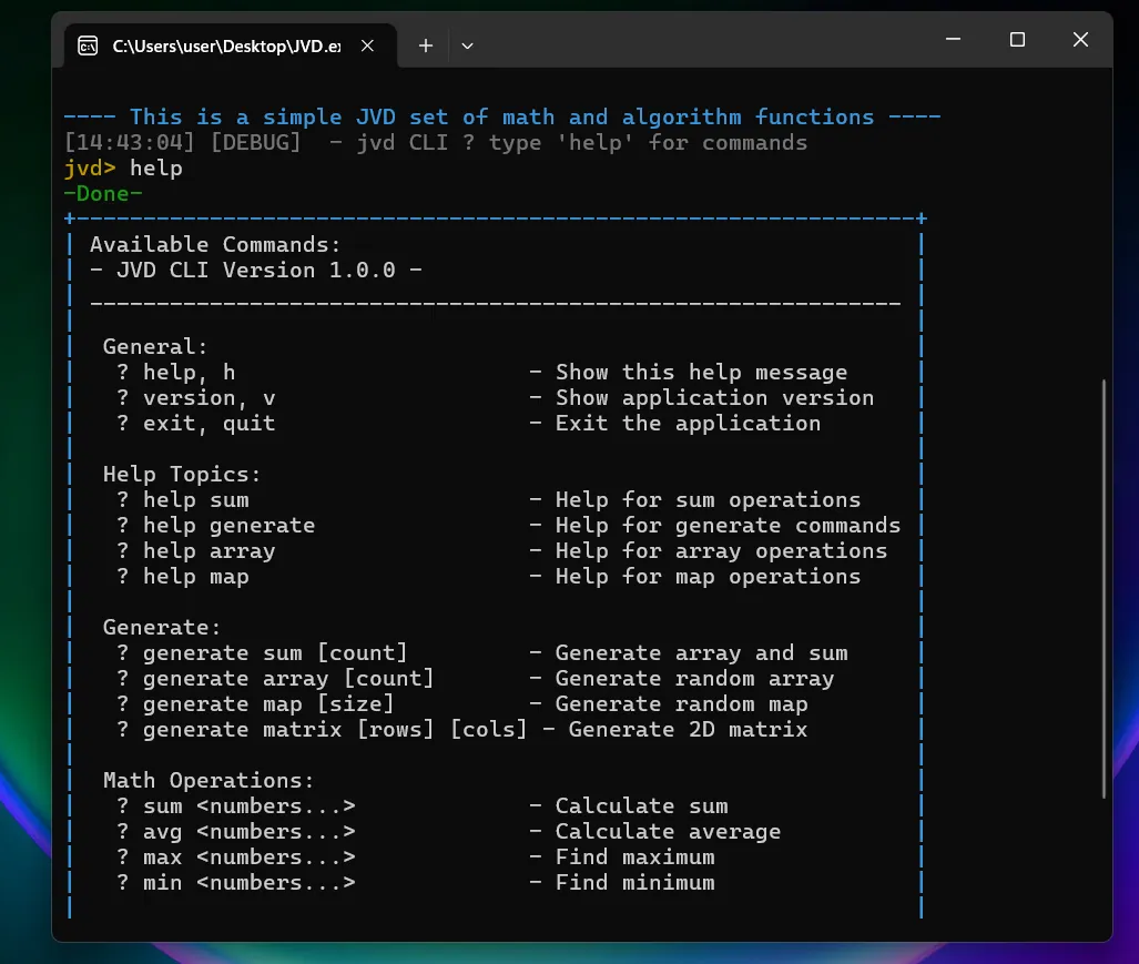 JVD CLI screen 5